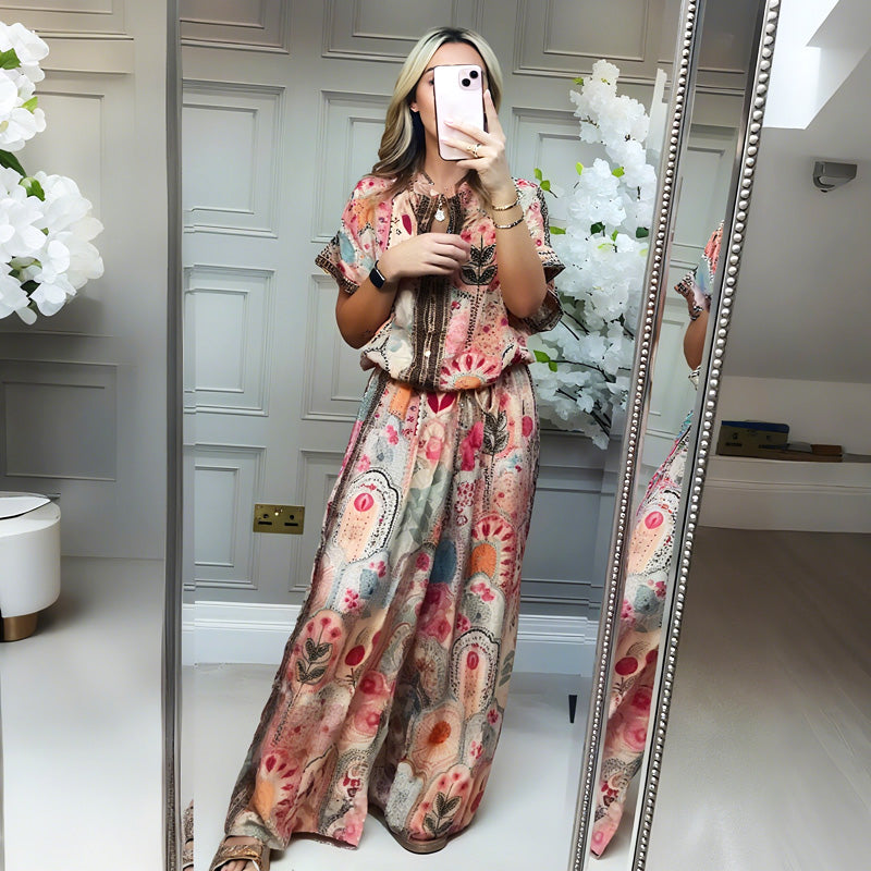 Sasha™ – Women’s Printed Top & Wide-Leg Pants 2-Piece Set