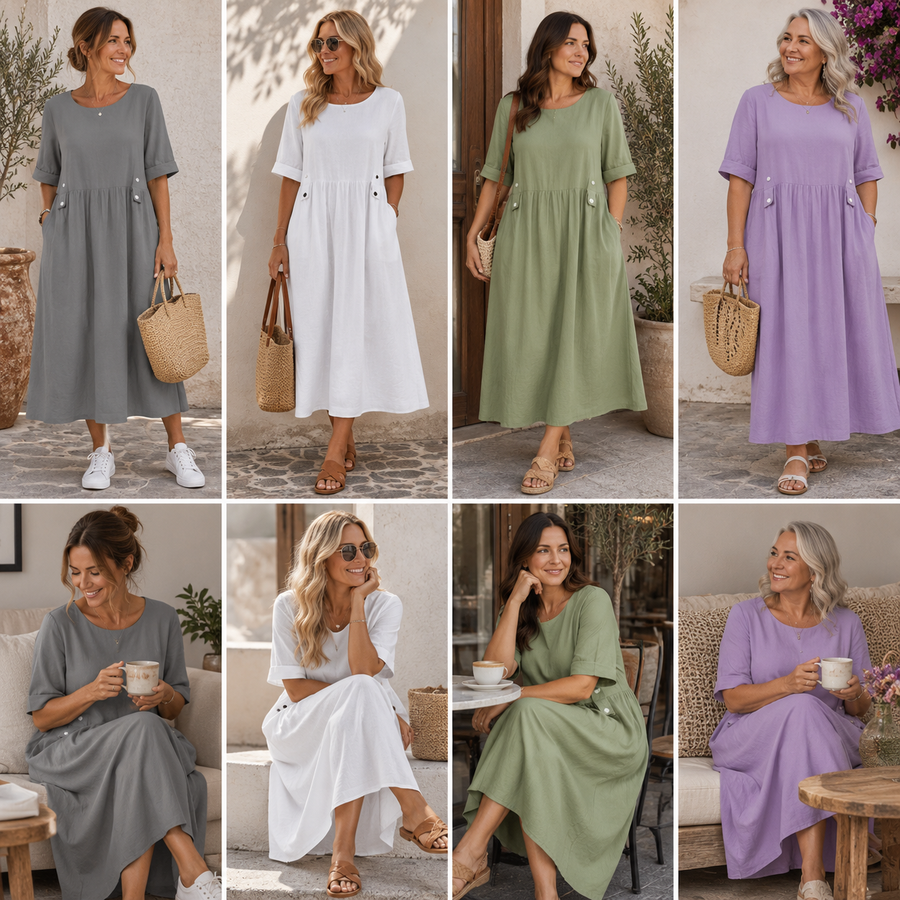 Clara Button Midi Dress