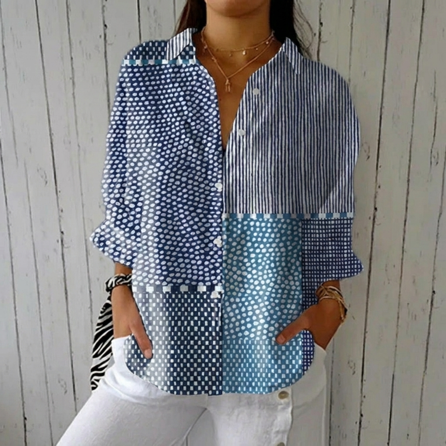 Fiora | Ocean Patchwork Blouse