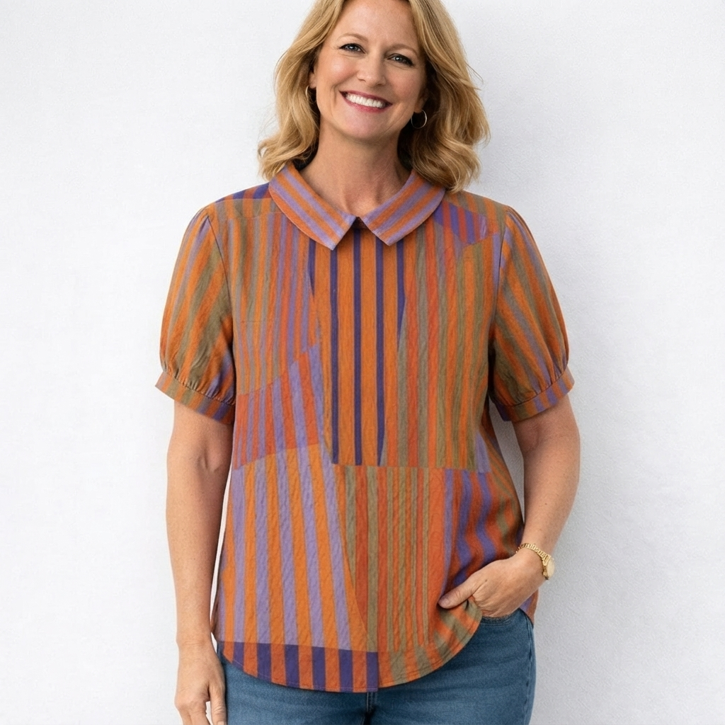 Anaïs | Geometric Striped Blouse